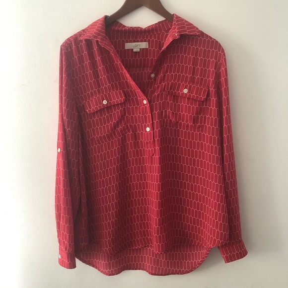LOFT Tops - LOFT Red Long Sleeve Blouse